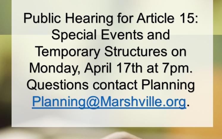 Public Hearing for Article 15